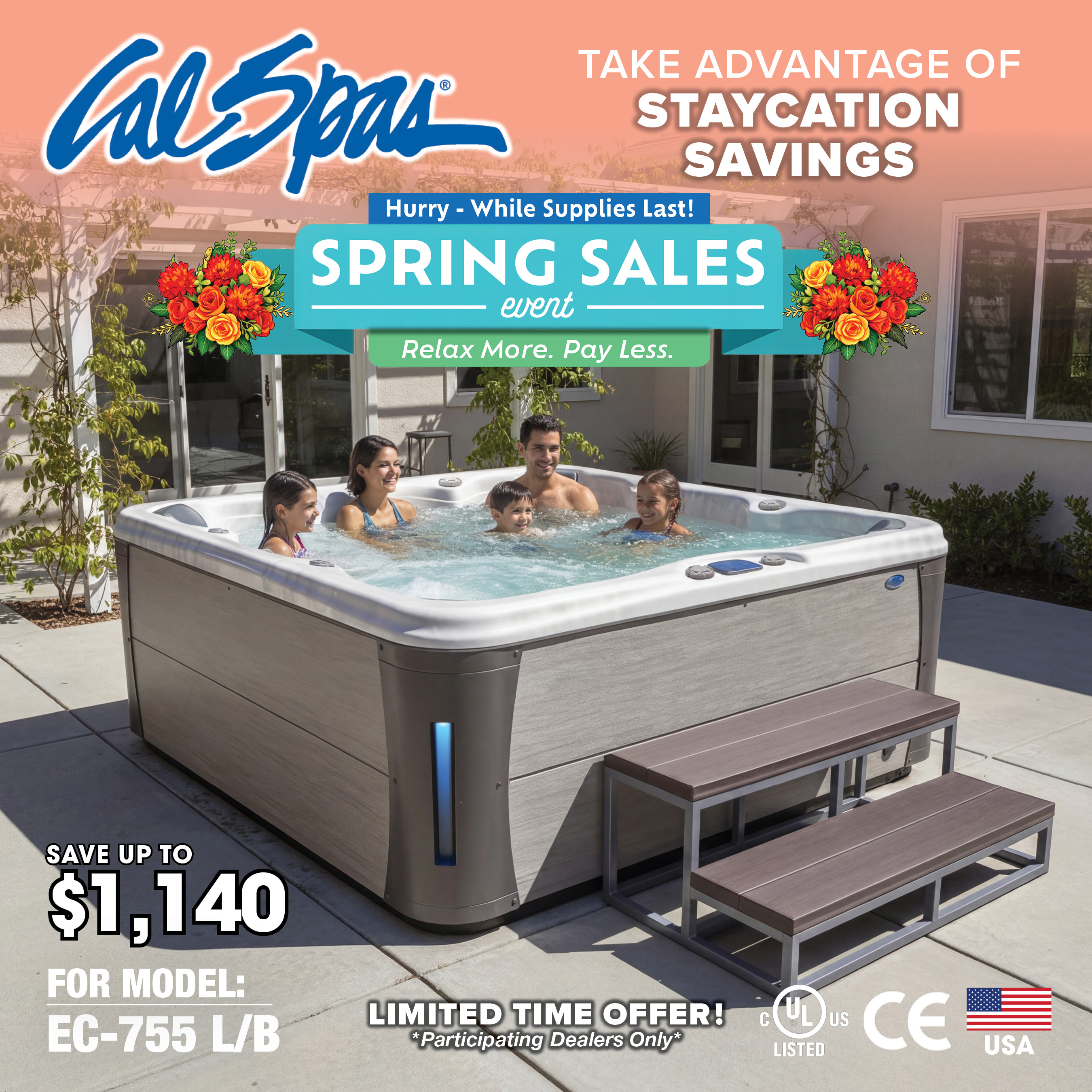 Calspas hot tub being used in a family setting - Florissant